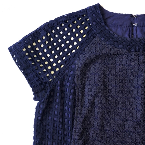 Madewell Tops - Madewell Navy Blue Eyelet Shirt - XS